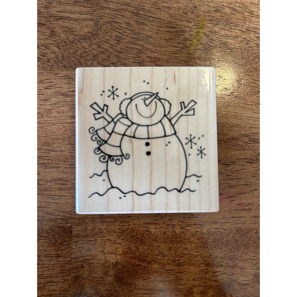 Penny Black Snowman Rubber Wooden Stamp Snowflake Frosty Winter Christmas